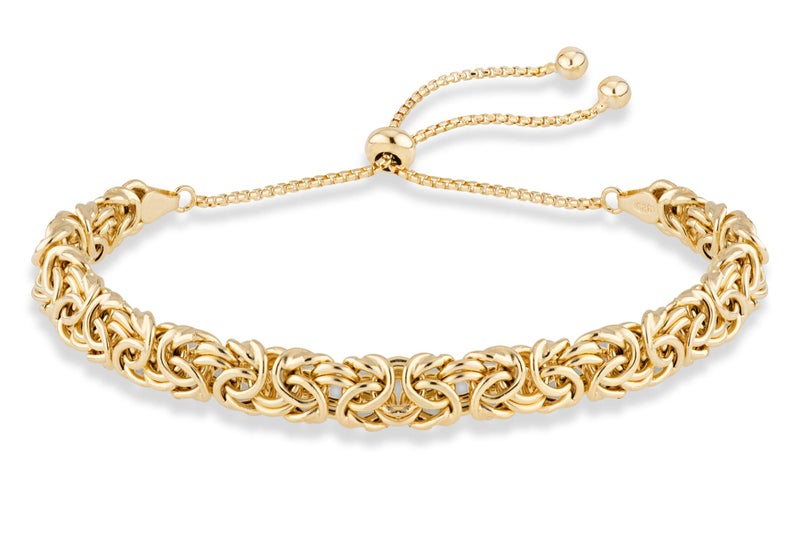 Miabella Italian 925 Sterling Silver, 18K Gold Plated Byzantine Bolo Bracelet for Women, Adjustable Bracelet, Handmade in Italy (yellow-gold-plated-silver) - Image 1